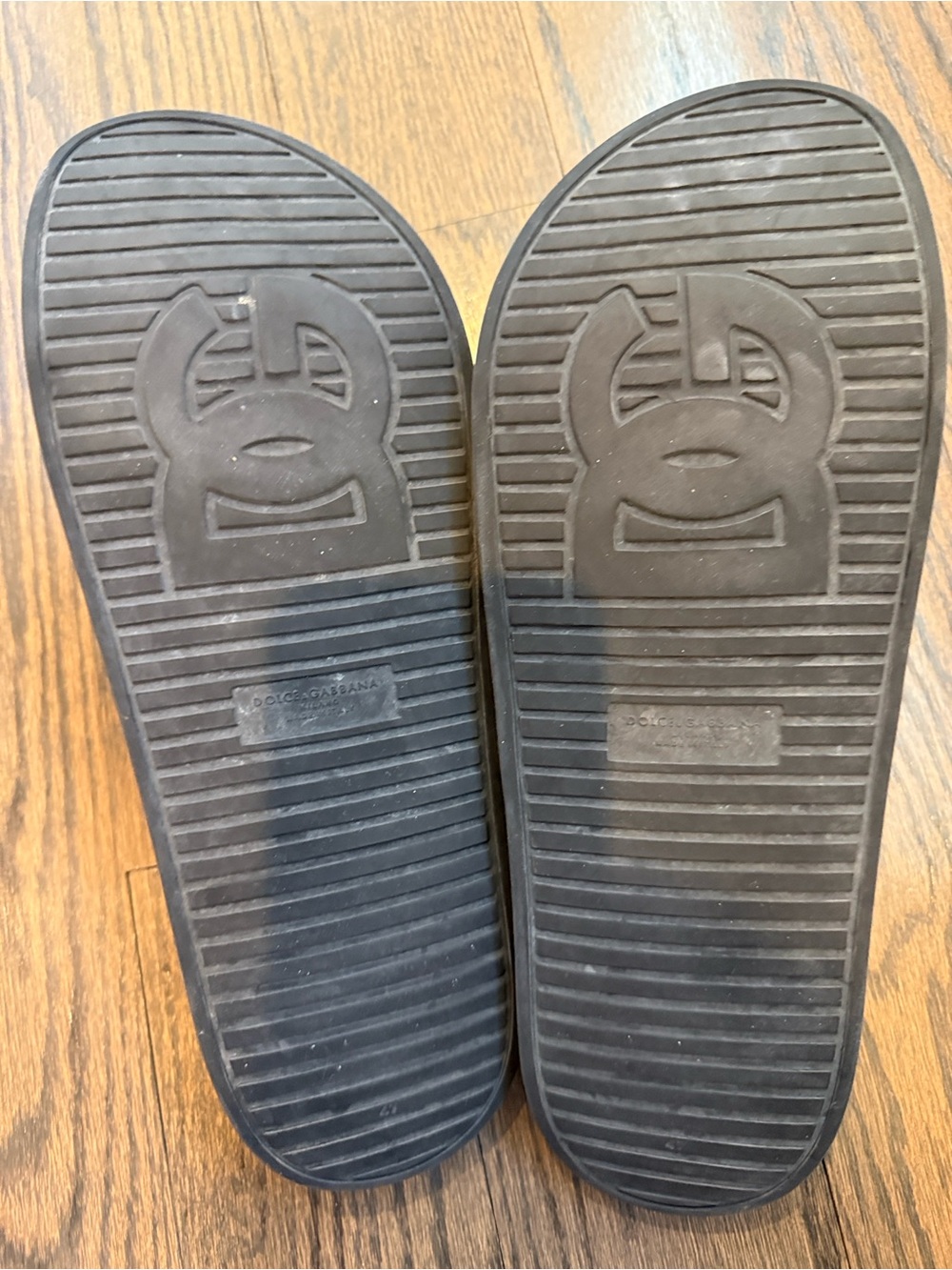 Dolce & Gabbana Black and Cream Logo Slide Sandals - Picture 3 of 5